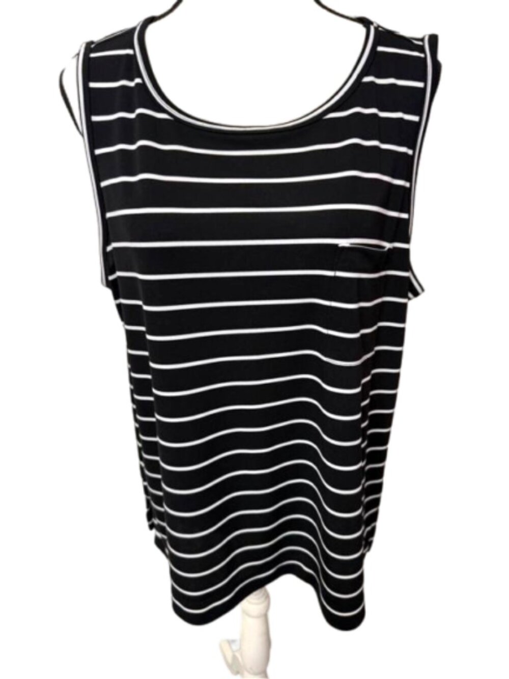 Ann Taylor Black and White Striped Tank with Pocket Tee Sz. XL #2404